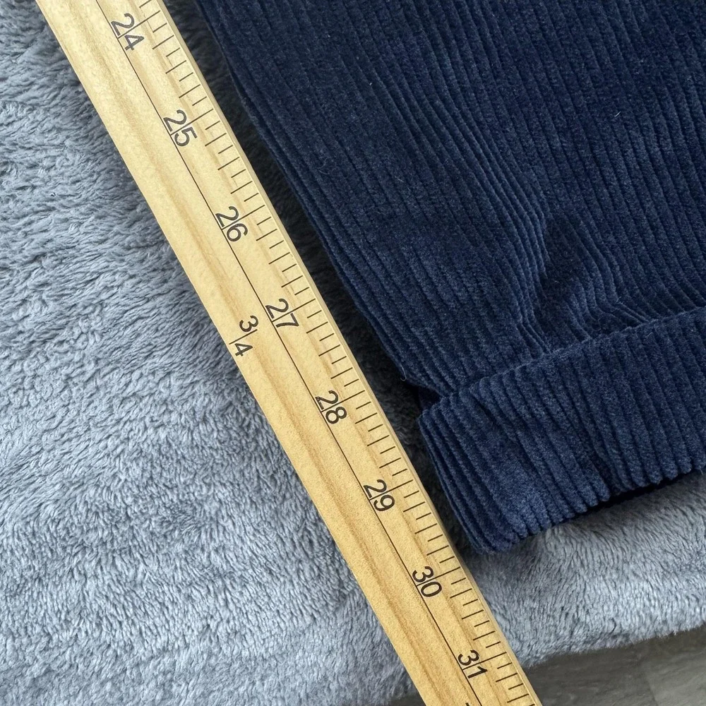 Brooks Brothers Corduroy Pants Mens 34x30 Navy Blue Elliot Pleated Cuffed Cotton